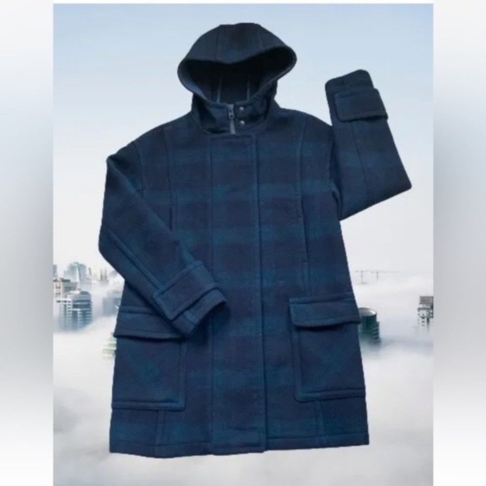 Abercrombie Fitch Wool Blend Pea Coat Women's Winter Zip Hoodie Pockets …